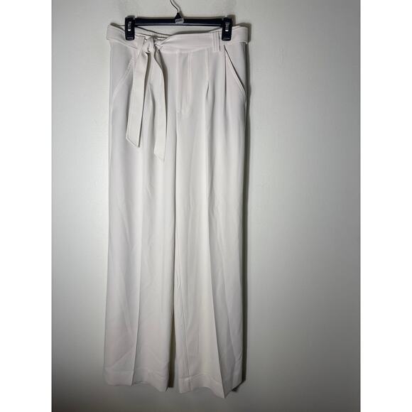 Brochu Walker Off White Flowy Wide Leg Pants with Tie Belt Sz M - Picture 1 of 2